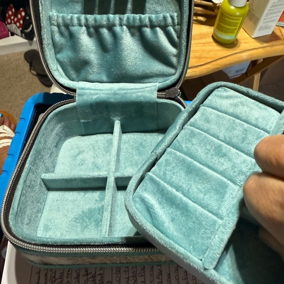 Cowhide and Teal Square Bag jewelry organizer 000584 - Picture 3 of 3